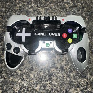 7.75" x 5" Silver Game Controller shaped Game Over Cigarette Ashtray TRINKET